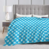 Антилапиращо фланелно легло за хвърляне на одеяла Gingham Blue фон диван Ultra Soft Micro Fleece Sofa Bed Camping Travel Ofningle за възрастни 50 x40