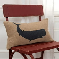 Rizzy Home Printed Whale памучен декоративен капак за възглавница, 14 x26
