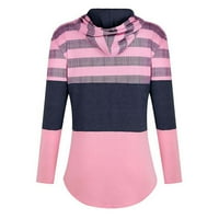 Дълъг ръкав графични тениски за жени модни върхове есен цветен печат качулка суитчър горещо розово л