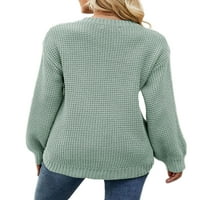 Lumento дами ежедневни шезлонги пуловер свободен зимен топъл плетен пуловери обикновен плътно цветово пуловер мента зелено l