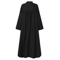 Женски моден разхлабен кардиган Бутон Сълтен цвят O Neck с дълъг ръкав рокля