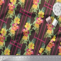 Soimoi Brown Polyester Crepe Fabric Geometric & Floral Print Print Fabric до двора