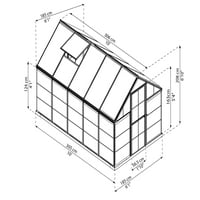 Палрам-Канопия Хибрид 6 ' 10 ' поликарбонатна алуминиева оранжерия-сива - с покривен отвор