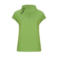 Женски върхове с къс ръкав лято ежедневен отворен бутон Пуловер Top Fit тънък блуза тениска върхове Зелени US Размер: 6