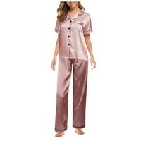 Женска нощна пижама Нощни дрехи Жени бельо на роба комплект нов костюм за бельо сатени пижами