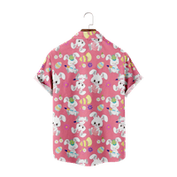 Великденска цветна карикатура Хавайска риза Мъже лято момчета 3d ризи за деца празник на ваканция с къси ръкави плажове върхове тениска мъже извънгабаритна блуза ??
