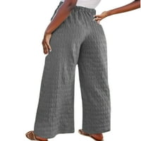 Glonme жени палацо панталон с широки панталони за крака плътни цветни панталони Дами торбисти дъна свободни годни прилепнала сива сива m