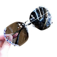 Класически слънчеви очила без рамки Дамски Метални диамантени режещи лещи слънчеви очила защита от ултравиолетови лъчи