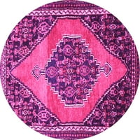 Ahgly Company Indoor Round Medallion Pink Traditional Area Rugs, 4 'Round
