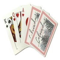 Колорадо, Син смърч, Скици на дървета, контур, Lantern Press, Premium Playing Cards, Card Deck With Jokers, USA Made