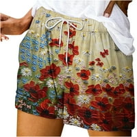 Efsteb Summer Women Shorts Baggy Shorts Модерни ежедневни къси панталони удобни плътни цветни дантелени шорти с джобно жълто L