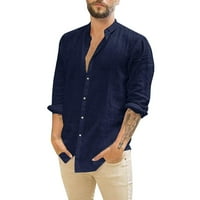 Мъжки ризи Лапина копче с дълъг ръкав с риза твърд цвят ежедневни ризи за мъже