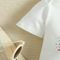 Новородени бебета момчета Писма за отпечатване на ромпери звезди, облицовани с общи къси панталони за 4 юли