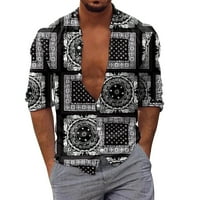 Мъже ризи с дълъг ръкав пролет есен ежедневни разхлабени графични отпечатани ризи Модни летни топ блуза за работа