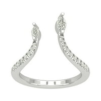Арая Стерлинг сребърен диамантен байпасен пръстен за жени, размер 8