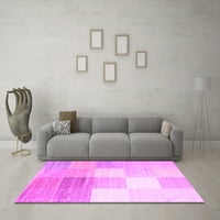 Ahgly Company Indoor Round Abstract Pink Contemporary Area Rugs, 6 'Round