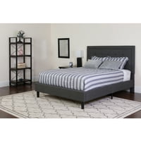 Flash мебели Roxbury King Size Tufted тапицирана платформа легло в тъмно сива материя с джобен пролетен матрак