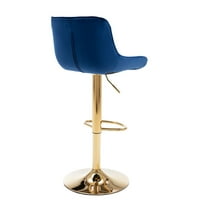 Комплект столове въртяща се облегалка стол регулируема височина тапициран метален крак модерен с поставка за крака Тъмносин 20. 5х18. 5х33. Ве