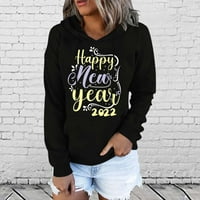 Fabiurt Hoodies for Women New Year Fasual Cridaing Printing Print Sweatshirt с дълъг ръкав отгоре, h