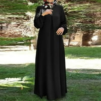 Luiyenes черни рокли за жени бохемски екипаж ший дълга макси ежедневна рокля