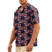4 юли Мъжки хавайска риза САЩ Национален флаг Графична 3D риза яка 3d принт ежедневен ежедневен къс ръкав облекло облекло за дрехи Класически лято лято лято