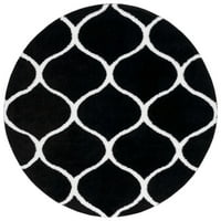 Tahoe Thelma Quatrefoil Shag Area Rug, 6'7 6'7 кръг, черно бяло