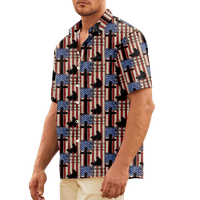 4 юли Мъжката хавайска риза САЩ Национална флаг риза Графична яка плюс размер ежедневен уикенд с къс ръкав облекло за печат облекло Основно преувеличено
