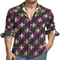 Празнична Mardi Gras Мъжки риза с дълъг ръкав по небрежни блузи ризи върхове