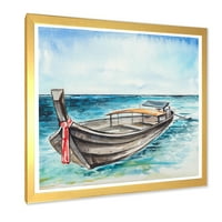 Дизайнарт 'Малка Лодка На Брега На Езерото' Морска И Крайбрежна Рамка Арт Принт