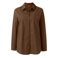 Gubotare блузи с дълъг ръкав за женски класически прилепнали копчета с дълъг ръкав надолу ризи облечени блузи върхове