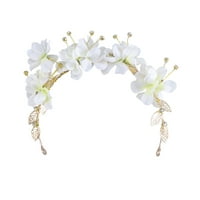 Flowercrownshair Girl Kids Headdresswhite Ornament Headband Girls Headpiece Kids Headpiece Жени изкуствени цветя