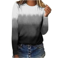 Olyvenn се занимава с дамски коледни ежедневни ризи с дълъг ръкав Xmas Графична печат Суитчър Екипаж Светлини пуловер Топс тъмно сив 8