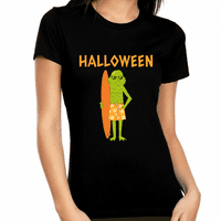 Monster Surfer забавни тениски за Хелоуин за жени Хелоуин ризи за жени Хелоуин върхове за жени