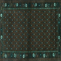 Ahgly Company Machine Wareable Indoor Southwestern Turquoise Blue Country Area Rugs, 5 'квадрат