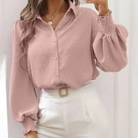 Жени тънки тениски тийнейджъри жени v шия с дълъг ръкав топ тениска мода солиден цвят топ блуза