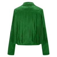 Якета за жени модно яке западно есенно яке палто от фео велур кожа каубой стил палто пискюли жилетка палто зелено l