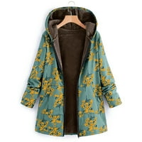 Дамски плюс размери палта и якета есен есен зимни палта топло outwear floral print с качулки джобове реколта големи женски върхове