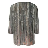 ！Дизайн ТОФОТЛ лятна туника блузи за жени три четвърти ръкав ежедневни универсални ежедневни О-деколте Мода Принт Пуловер Блузи Ориндж ххл
