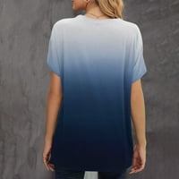 Буигтклоп ризи за жени, дамска мода удобни случайни кръг врата с къс ръкав печат топ блуза флот л