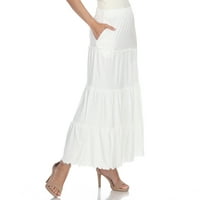 Бяла марка на жените диференцирани Макси пола с джобове