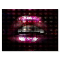 Дизайнарт 'Детайл От Пикселирани Розови Женски Устни' Модерен Принт За Стена