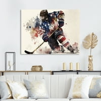 Дизайнарт САЩ хокей играч в действие трети платно стена изкуство