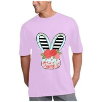Дамски върхове Великденски зайче печат мъже и жени свободни големи размери къси ръкави тениски розово xxl