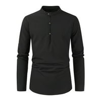Мъжки ризи на Borniu, ризи с дълъг ръкав за мъже, плътна риза пролет и бутон с дълъг ръкав стояща яка модна ежедневна риза от риза блуза блуза просвет
