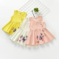 Орхип лято бебето малко момиче рокли за печат, 2-7t пеперуда памучна рокля без ръкави за деца деца