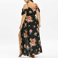 Yuwull плюс размер женски летни рокли с късо ръкав студено рамо бохо сундъри флорален принт Руф