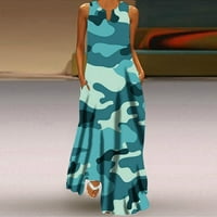 Yuwull летни рокли модерна винтидж рокля за жени плюс рокля с размер женска небрежна рокля с раирана флорална щампа без ръкави макси рокля