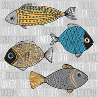 Илюстрация на риби - отпечатайте върху платно