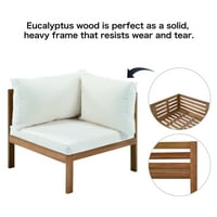 Euroco 5-Person Outdoor Acacia Wood Dova Set, Patio Conversation Set с бежово възглавница за балконската градина на задния двор