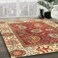 Ahgly Company Indoor Square Abstract Red Oriental Area Rugs, 5 'квадрат